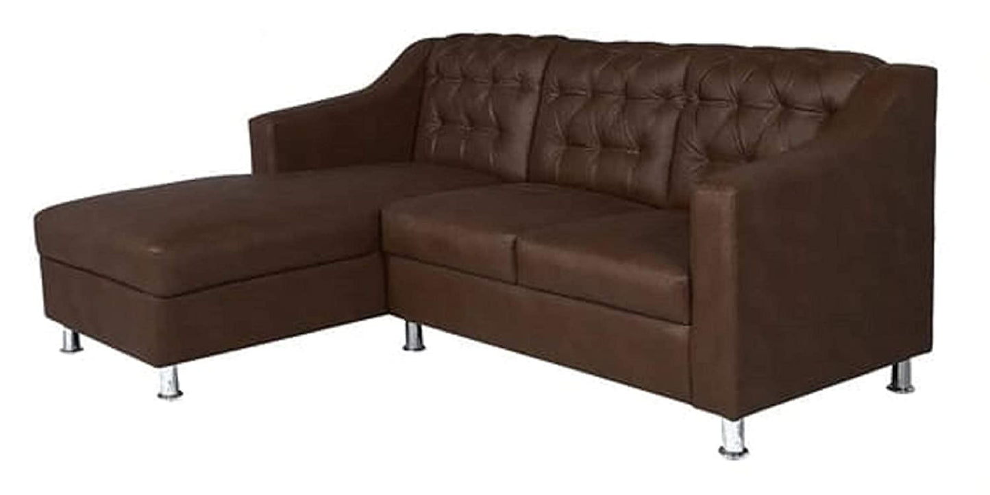 Designer Sofa Set:- L Shape 4 Seater Leatherette Luxury Furniture Sofa Set (Brown)