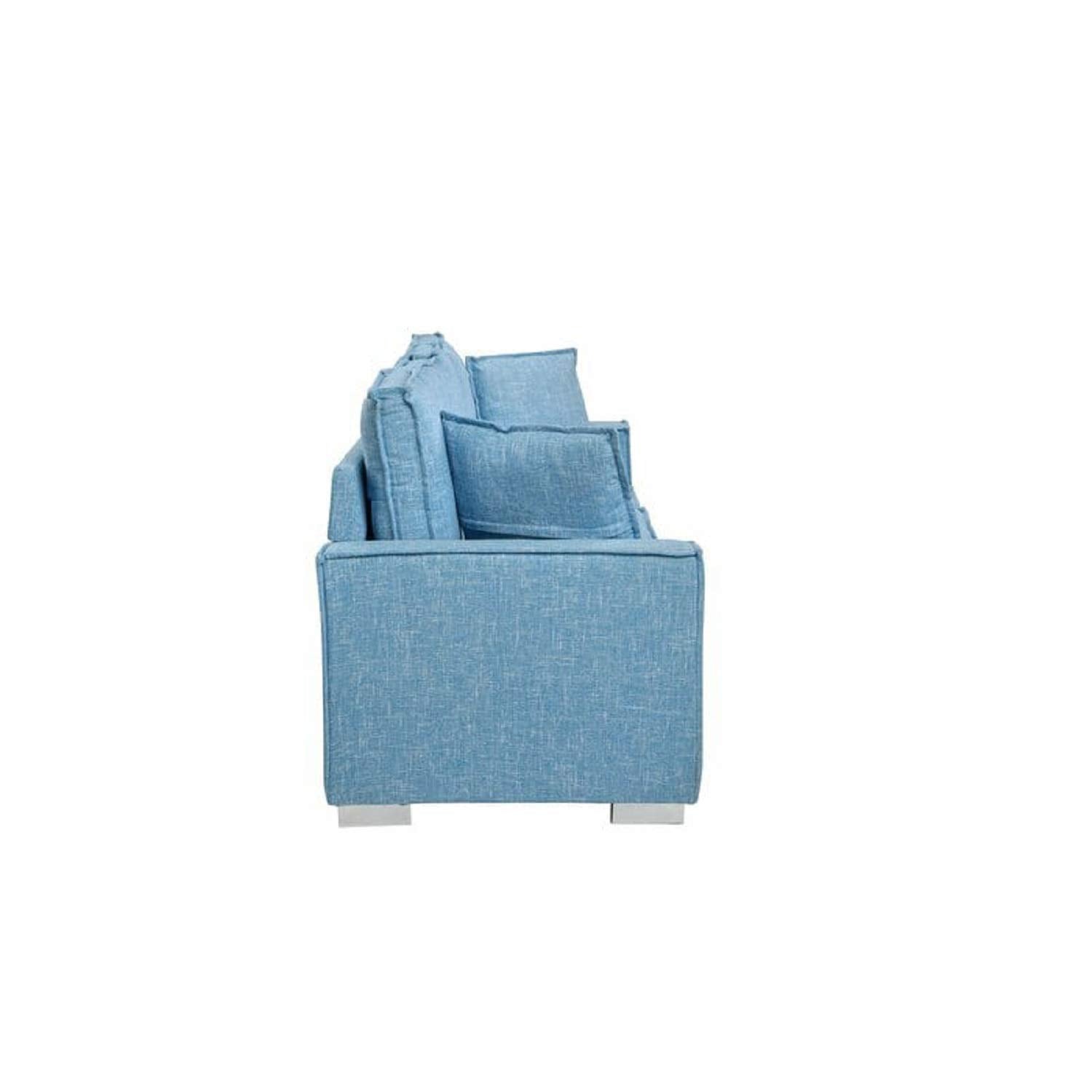 Designer Sofa Set:- 4 Seater Fabric Luxury Furniture Sofa Set (Light Blue)
