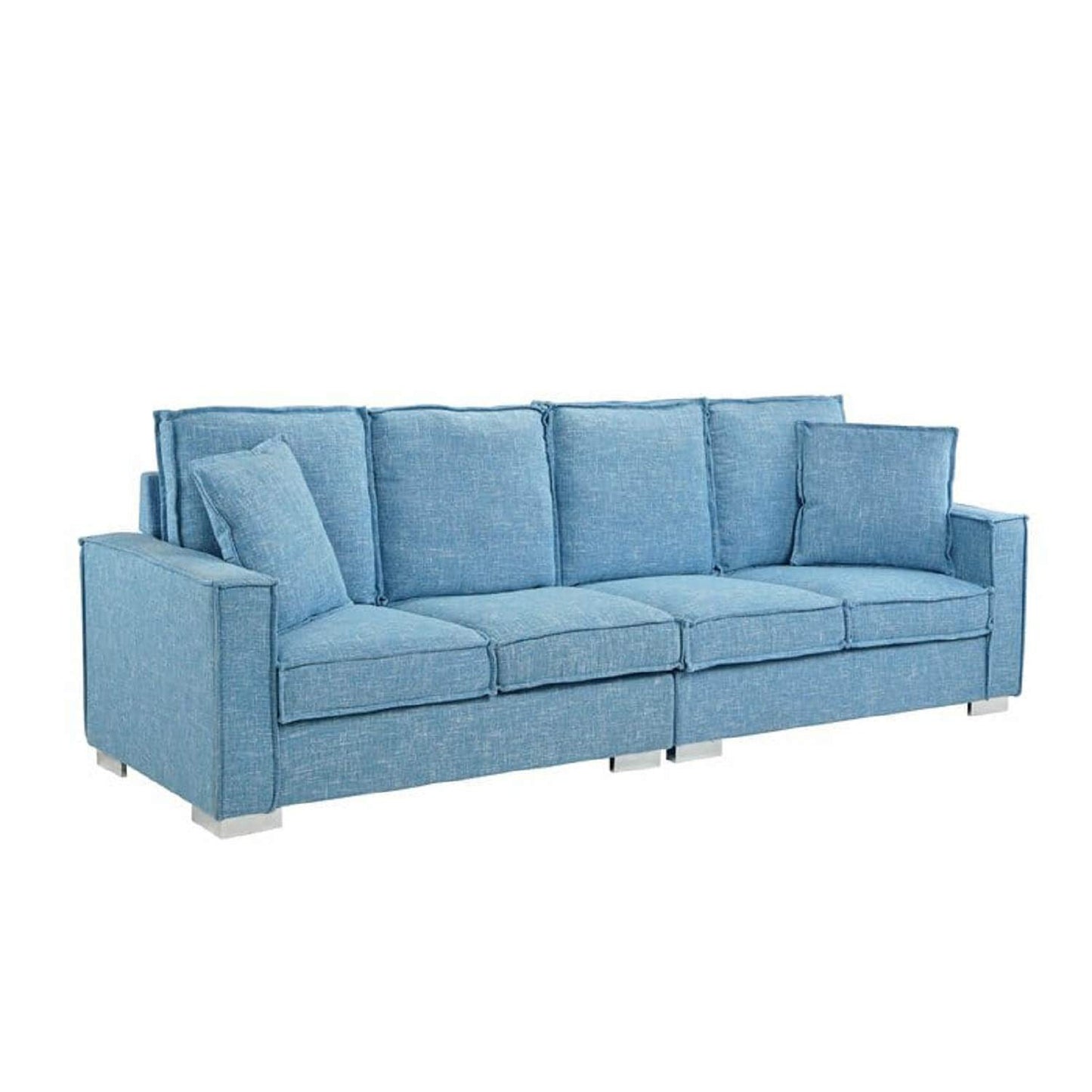 Designer Sofa Set:- 4 Seater Fabric Luxury Furniture Sofa Set (Light Blue)