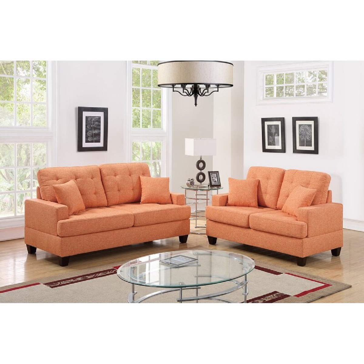 Designer Sofa Set:- AMIA 3+2 Fabric Luxury Furniture Sofa Set (Orange)