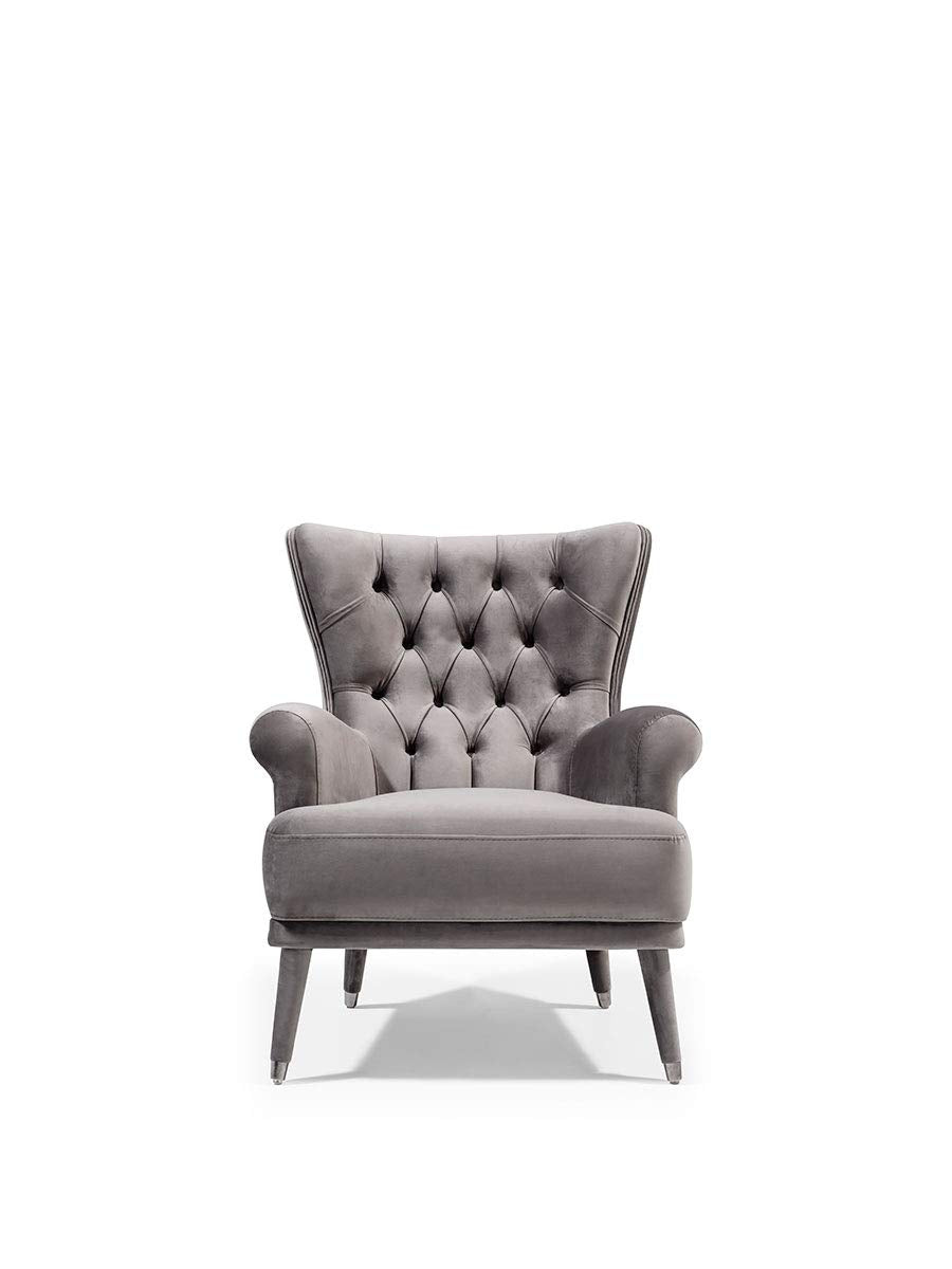 Designer Sofa Set:- 2+2+1 Wing Chair Fabric 5 Seater Chesterfield Luxury Furniture Sofa Set (Cream)
