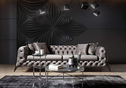 Designer Sofa Set:- 2+2+1, Fabric 5 Seater Chesterfield Luxury Furniture Sofa Set (Cream)
