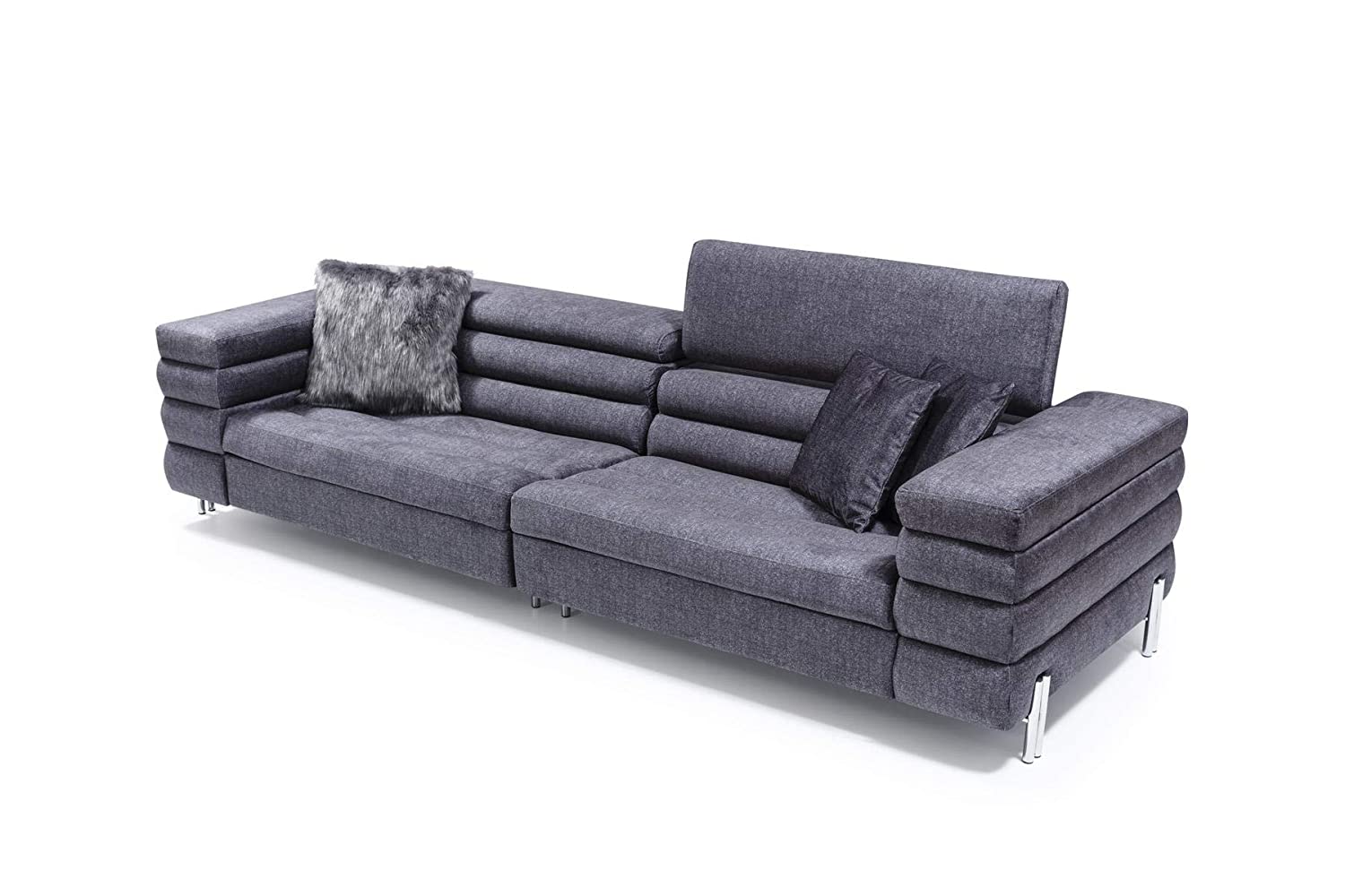 Designer Sofa Set:- 4 Seater Fabric Luxury Furniture Sofa Set (Dark Grey)