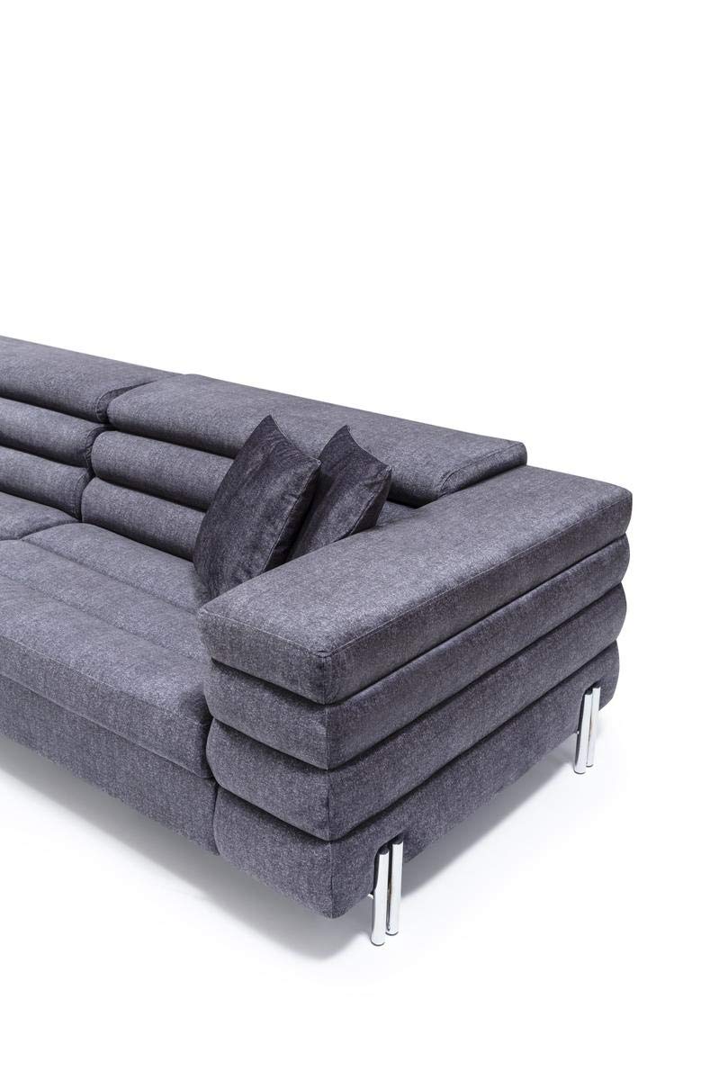 Designer Sofa Set:- 4 Seater Fabric Luxury Furniture Sofa Set (Dark Grey)