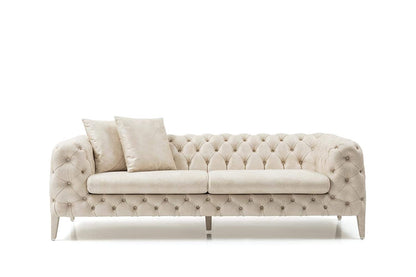 Designer Sofa Set:- 2+2+1 Wing Chair 5 Seater Luxury Furniture Sofa Set (Grey & Cream)