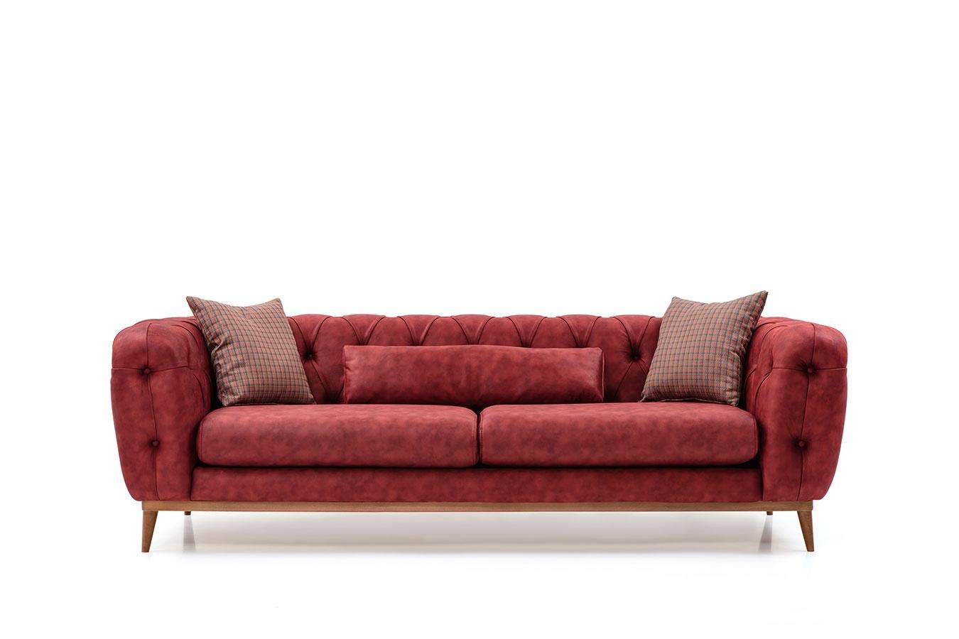 Designer Sofa Set:- Fortune 2+2+ 2 Wing Chair Fabric 6 Seater Luxury Furniture Sofa Set (Red & Grey)