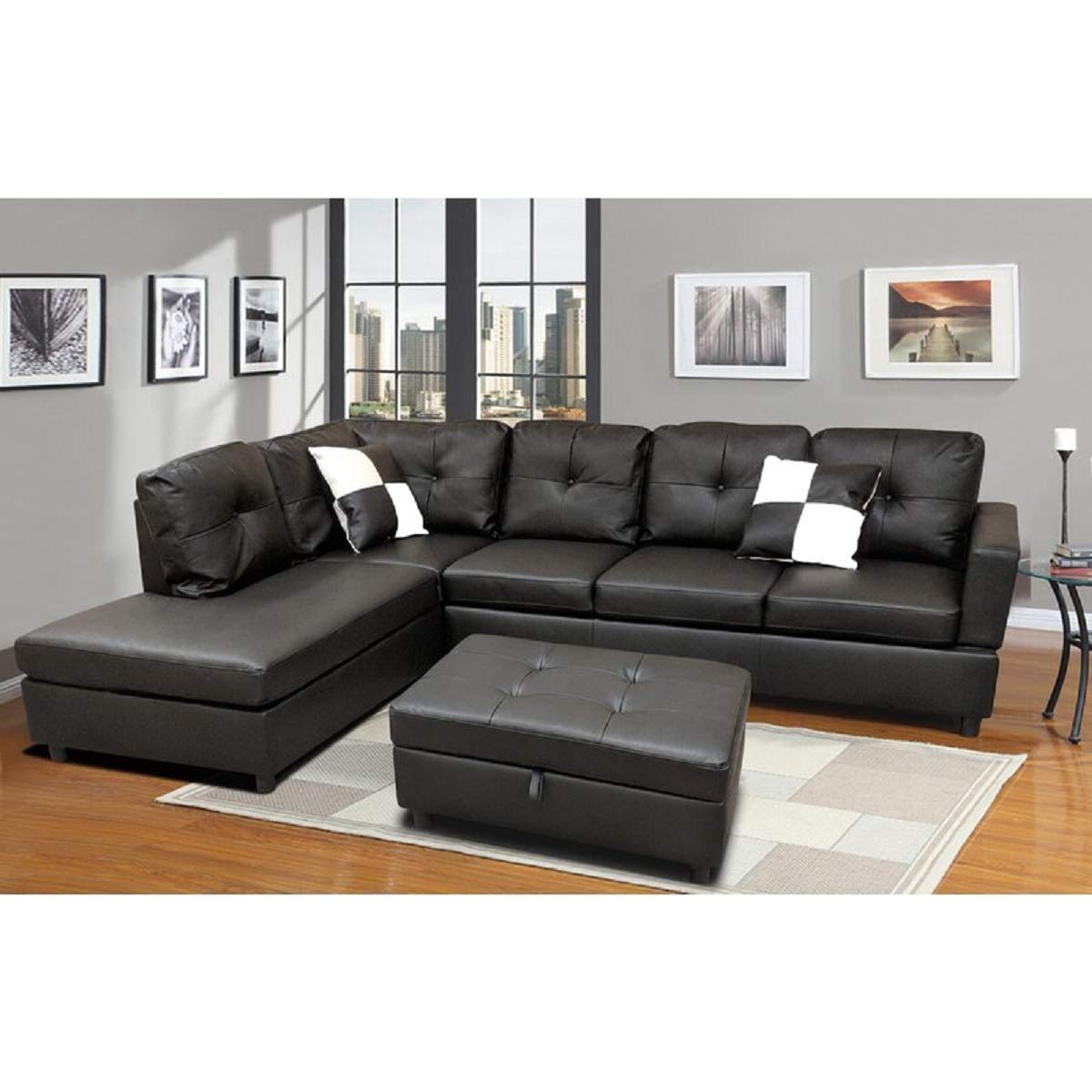 Designer Sofa Set:- Paes 3+2+1 Leatherette Luxury Furniture Sofa Set (Black)