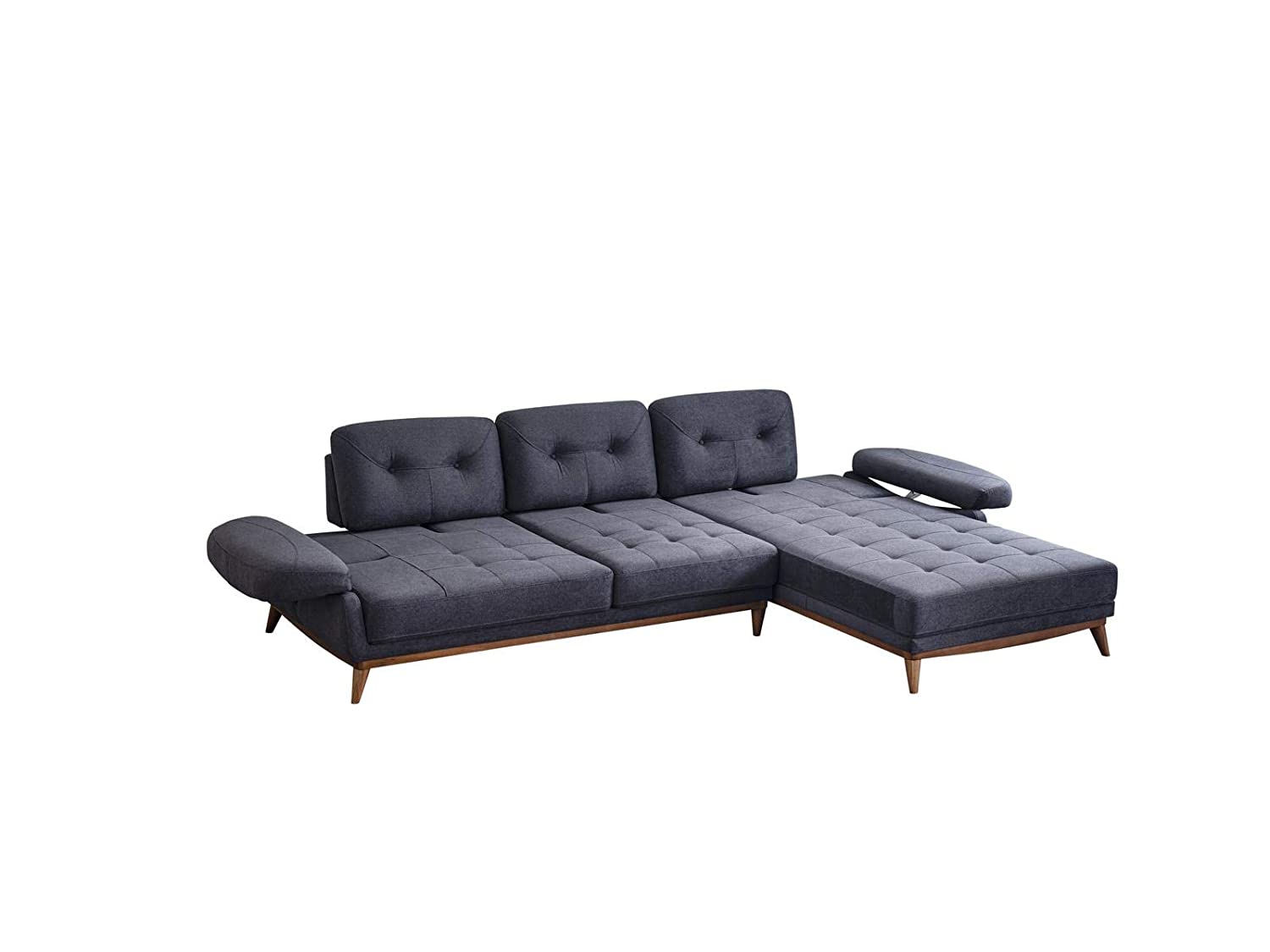 Designer Sofa Set:- L Shape Fabric 5 Seater Luxury Furniture Sofa Set with arm Chair (Printed, Dark Grey)
