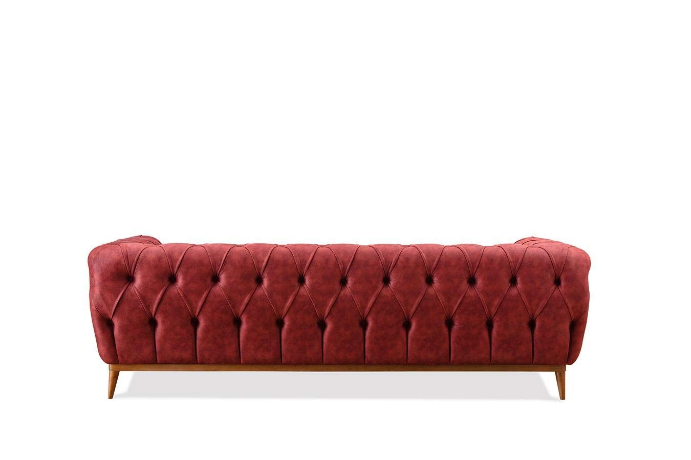 Designer Sofa Set:- Fortune 3+1 Wing Chair Fabric 4 Seater Luxury Furniture Sofa Set (Red & Grey)