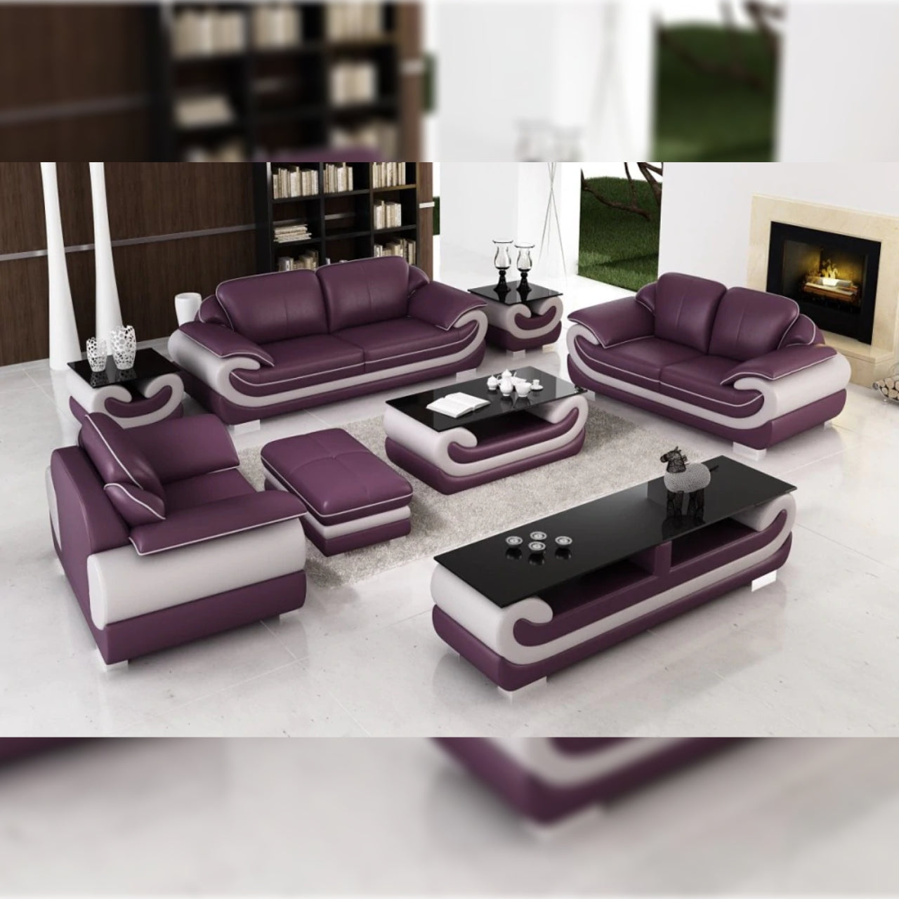 Designer Sofa Set- Fabric Leatherette Lounge Luxury Furniture Sofa Set