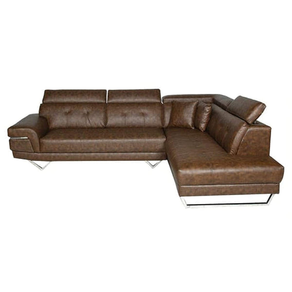 Designer Sofa Set- Hugo Corner L Shape 6 Seater Fabric Luxury Furniture Sofa Set (Brown)