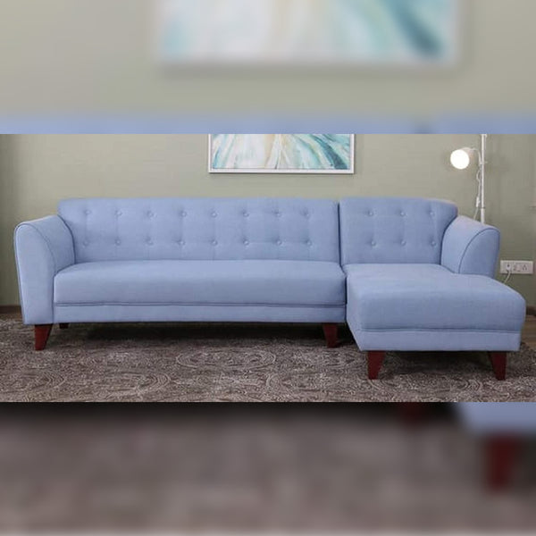 Designer Sofa Set- LAILY L Shape Fabric 5 Seater Luxury Furniture Sofa Set (Light Blue)