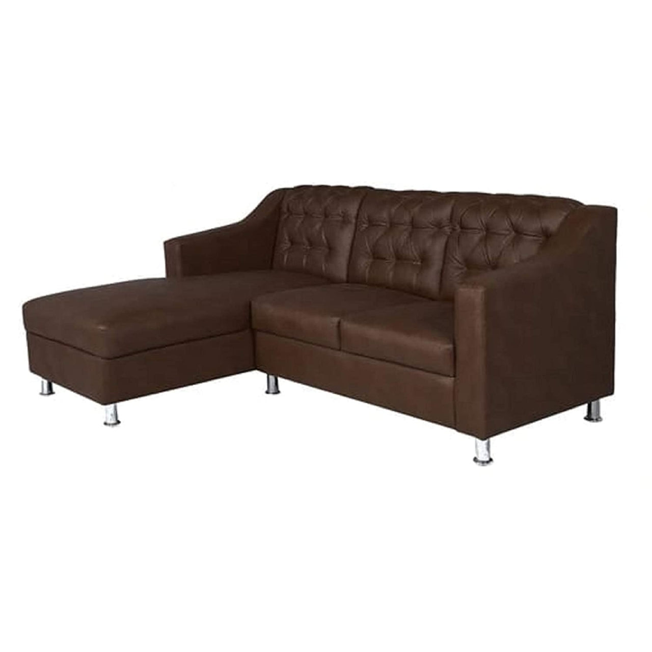 Designer Sofa Set- L Shape 4 Seater Leatherette Luxury Furniture Sofa Set (Brown)
