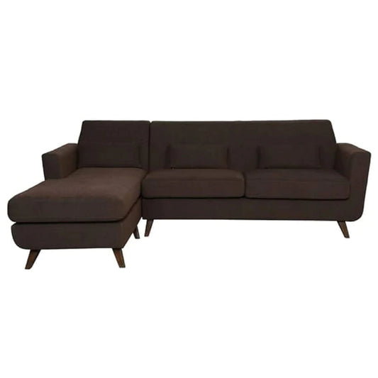 Designer Sofa Set- L Shape 5 Seater Fabric Luxury Furniture Sofa Set (Dark Brown)