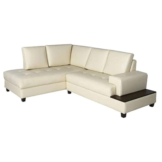 Designer Sofa Set- L Shape 5 Seater Leatherette Luxury Furniture Sofa Set (Off White)