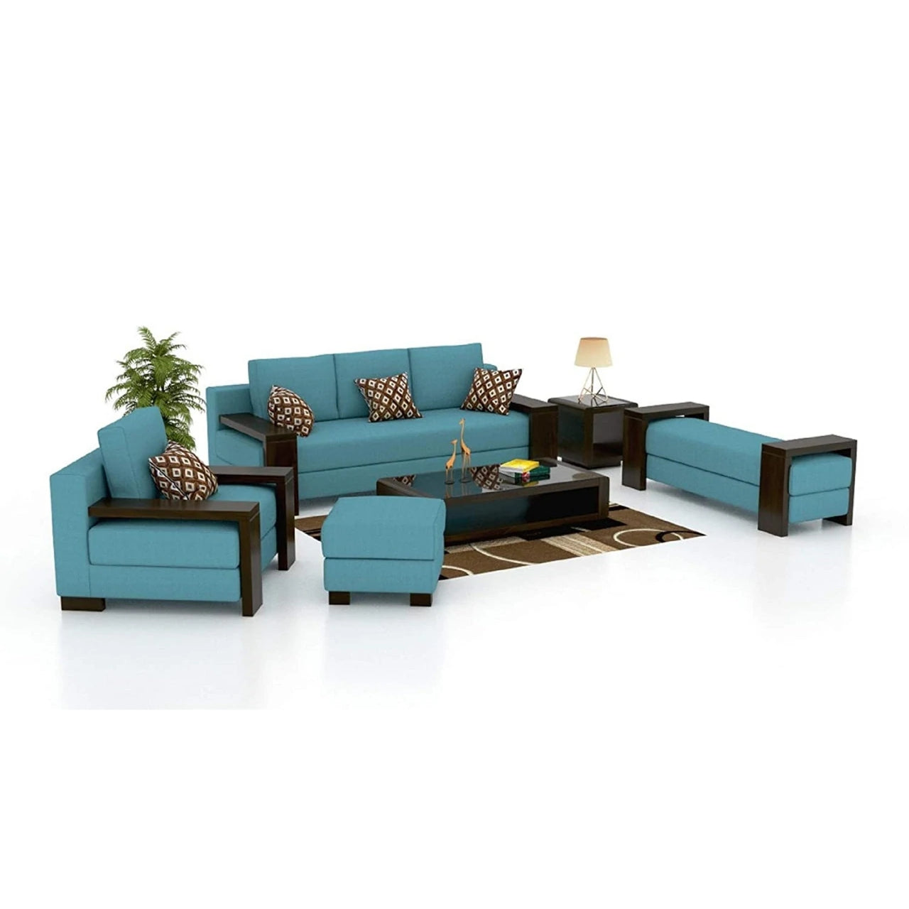 Designer Sofa Set- Paes 3+2+1 Fabric Wooden Luxury Furniture Sofa Set