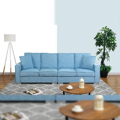 Designer Sofa Set 4 Seater Fabric Luxury Furniture Sofa Set (Light Blue)