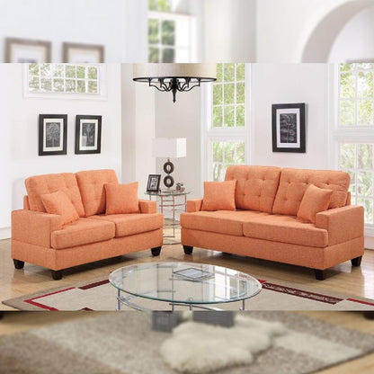 Designer Sofa Set AMIA 3+2 Fabric Luxury Furniture Sofa Set (Orange)