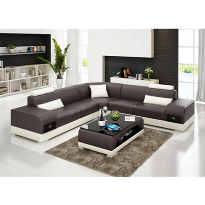 Designer Sofa Set:- American Style L Shape Modern Luxury Furniture Sofa Set (Black and White)