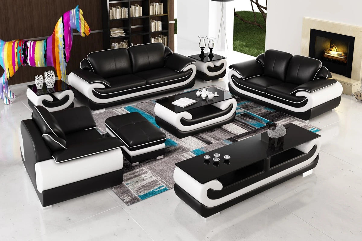 Designer Sofa Set:- Fabric Leatherette Lounge Luxury Furniture Sofa Set
