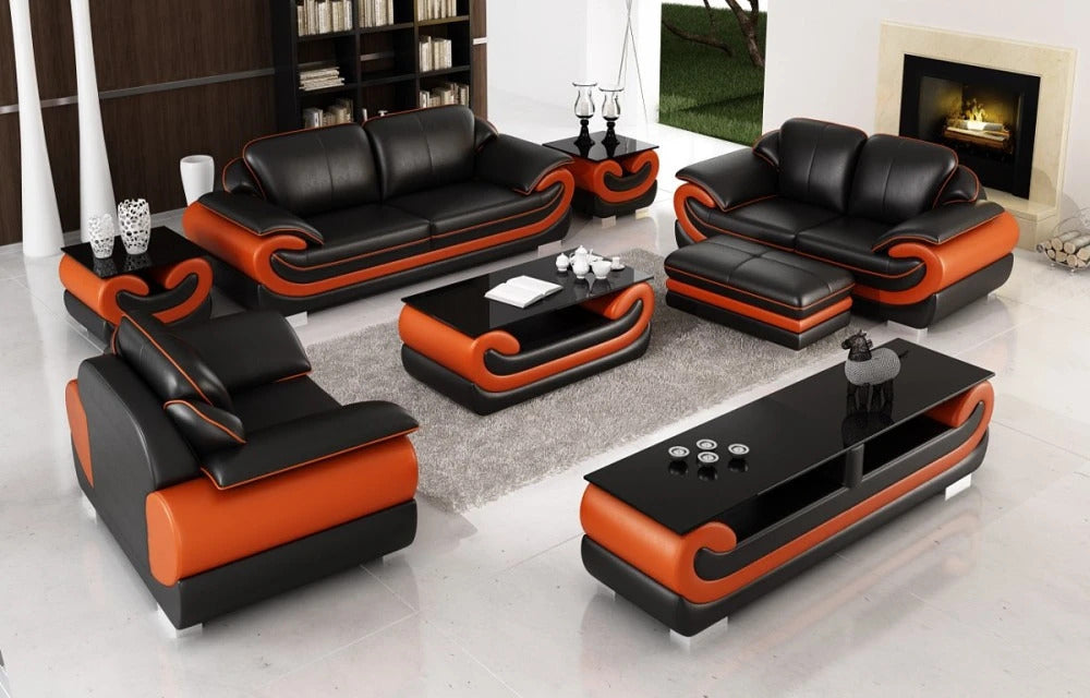 Designer Sofa Set:- Fabric Leatherette Lounge Luxury Furniture Sofa Set