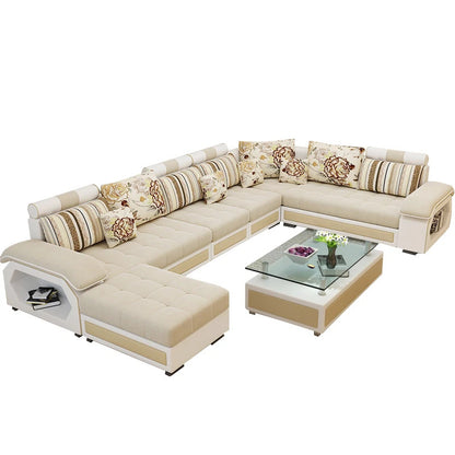 Designer Sofa Set:- Modern Half Leatherette Sectional 9 Seater Luxury Furniture Sofa Set