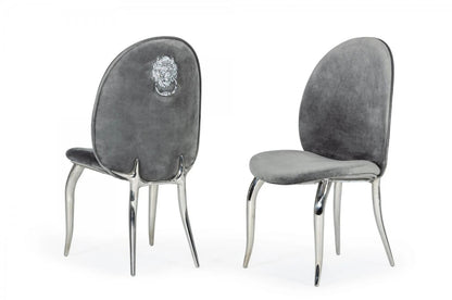 Dining Chair TOX Modern Grey Velvet Dining Chair Set of 2