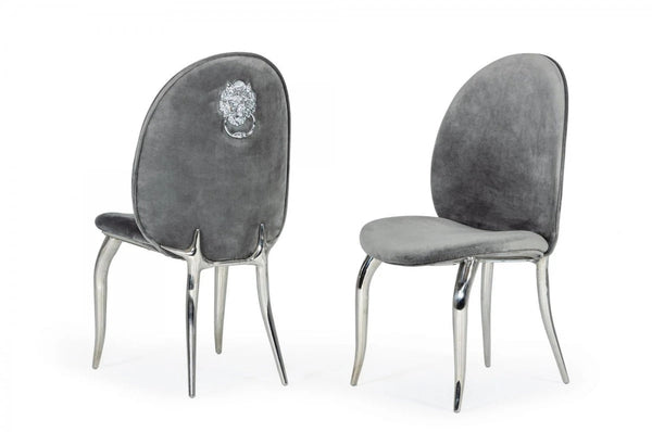 Dining Chair TOX Modern Grey Velvet Dining Chair