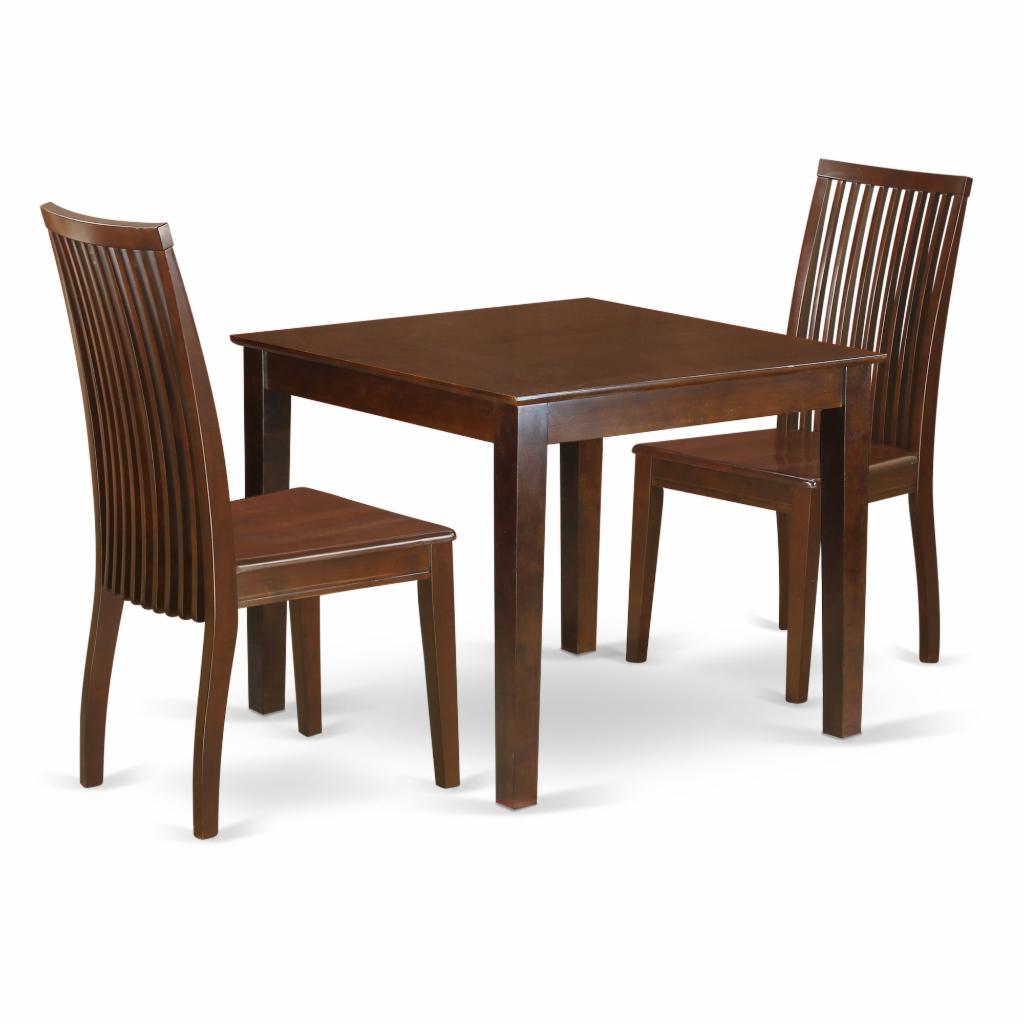 Dining Set: 3 Piece Dining Table Set with 2 Wood Seat Dining Chairs
