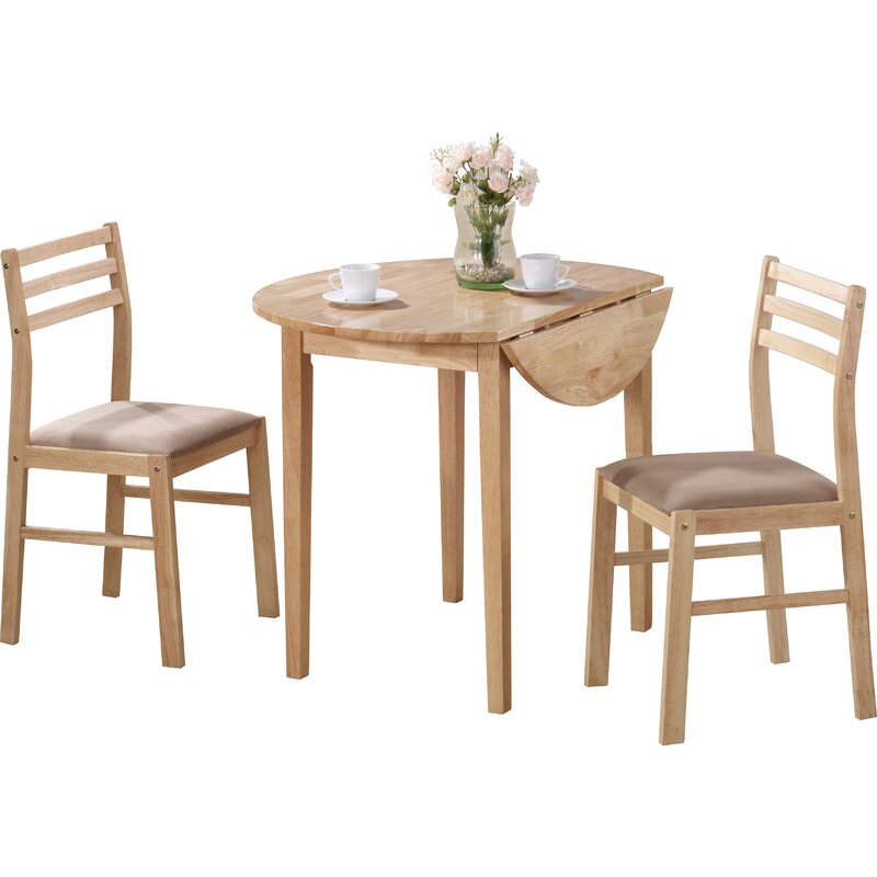 Dining Set 3 Piece Wooden Round Dining Table Set