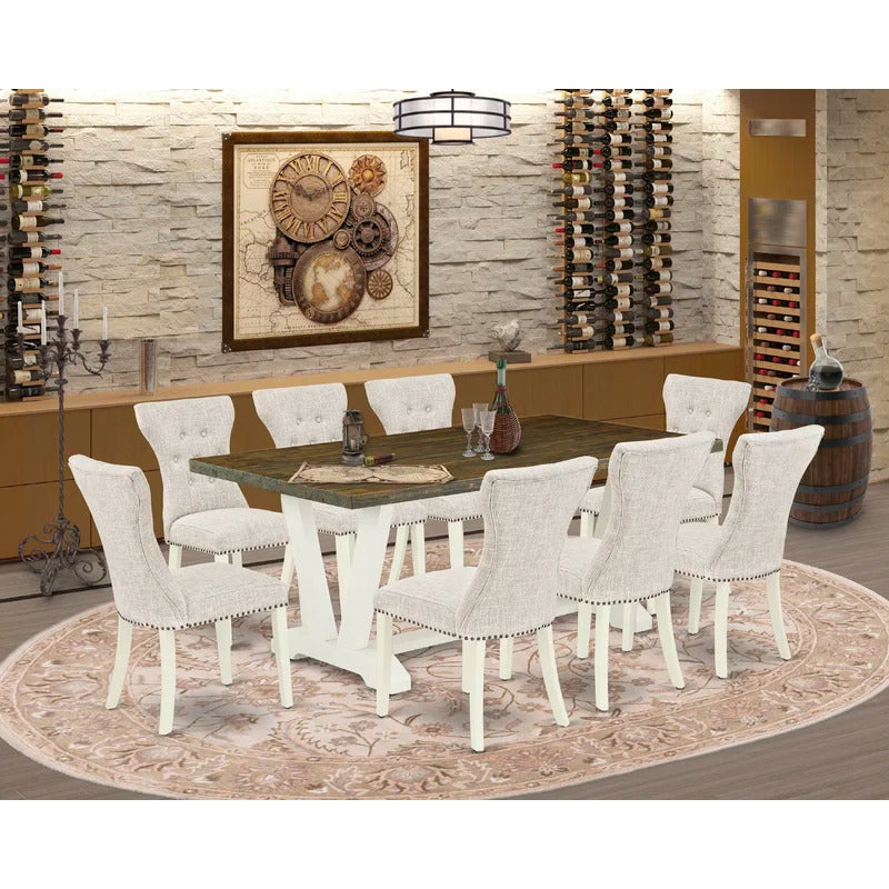 Dining Set: 8 Seater Acacia Solid Wood Dining Set