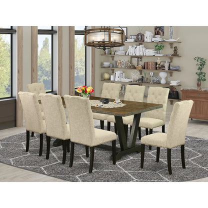 Dining Set: 8 Seater Rubberwood Solid Wood Dining Set