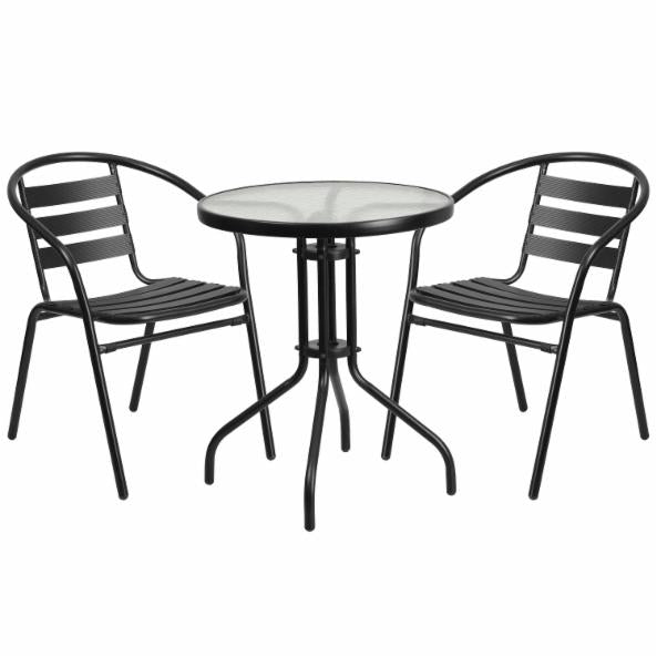Dining Set: Biyok 2 Seater Aluminum Patio Dining Set with Slat Stack Chairs
