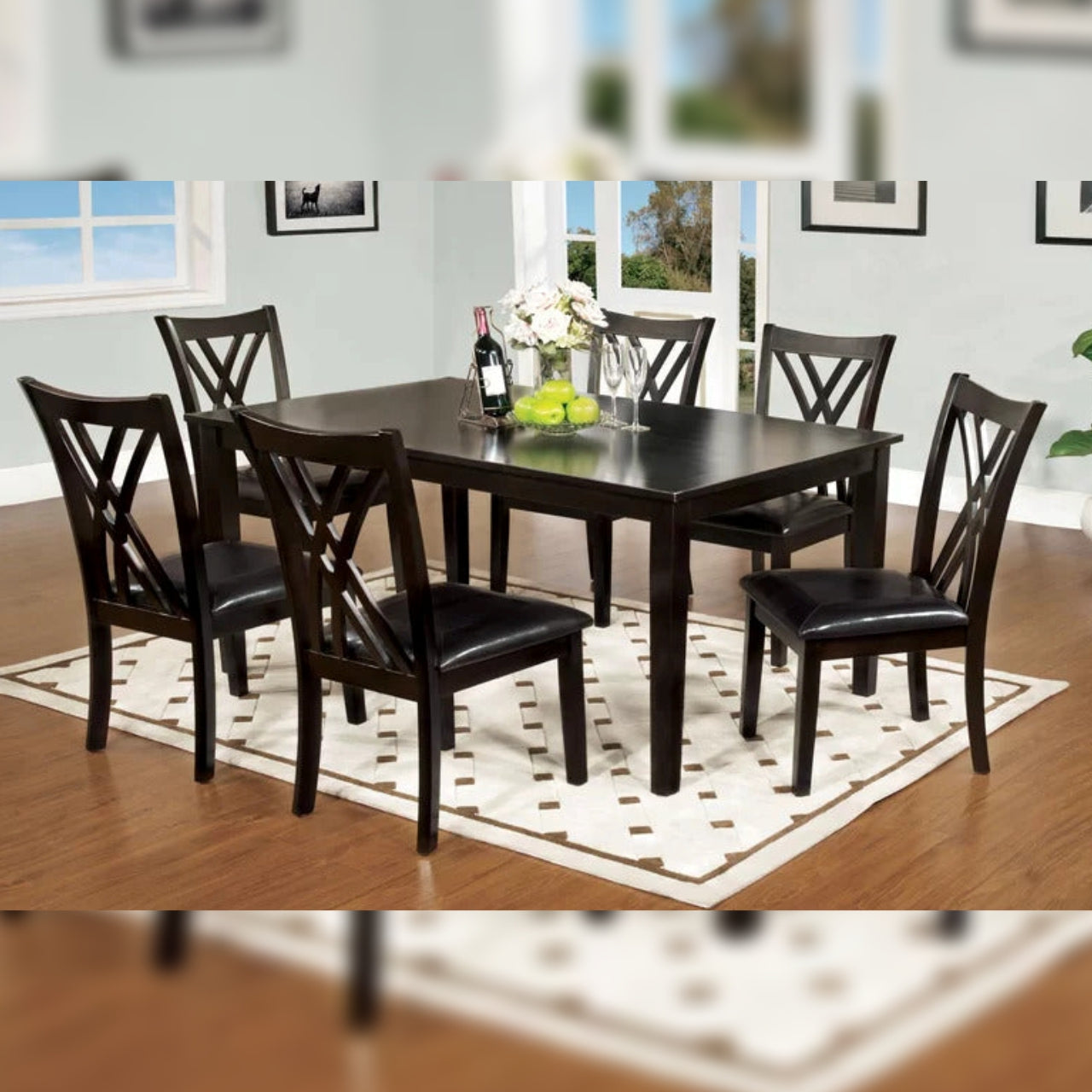 Dining Set Black Dining Table with 6 Chairs Dining Set