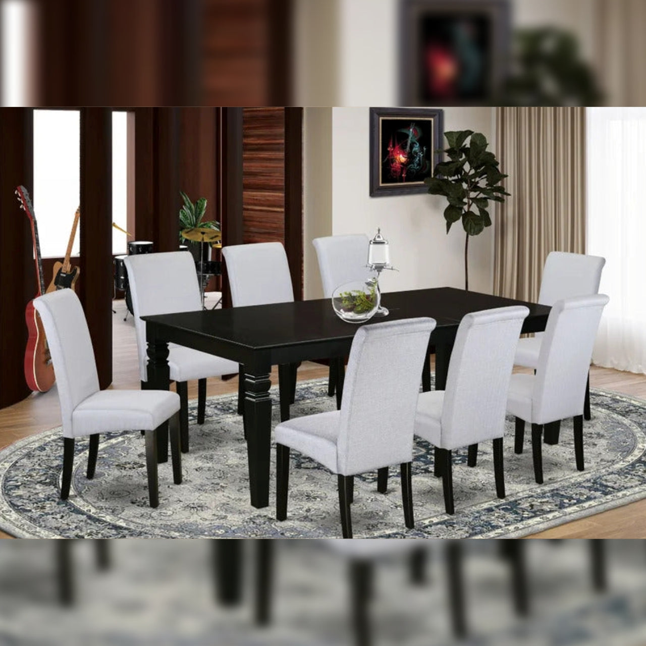 Dining Set Butterfly Leaf Rubberwood Solid Wood 8 Seater Dining Set