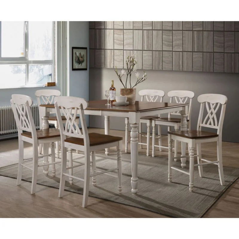 Dining Set: Buttermilk Counter Height 6 Seater Dining Set