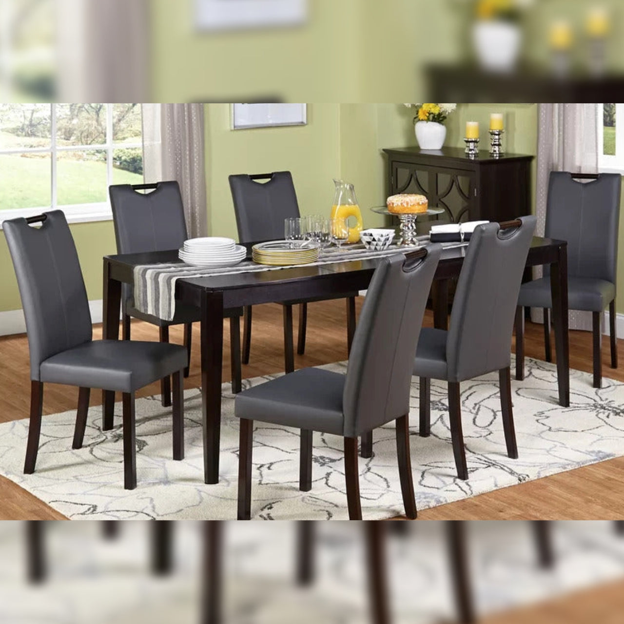 Dining Set Dining Table with 6 Chairs Butterfly Leaf Dining Set