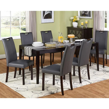 Dining Set: Dining Table with 6 Chairs Butterfly Leaf Dining Set