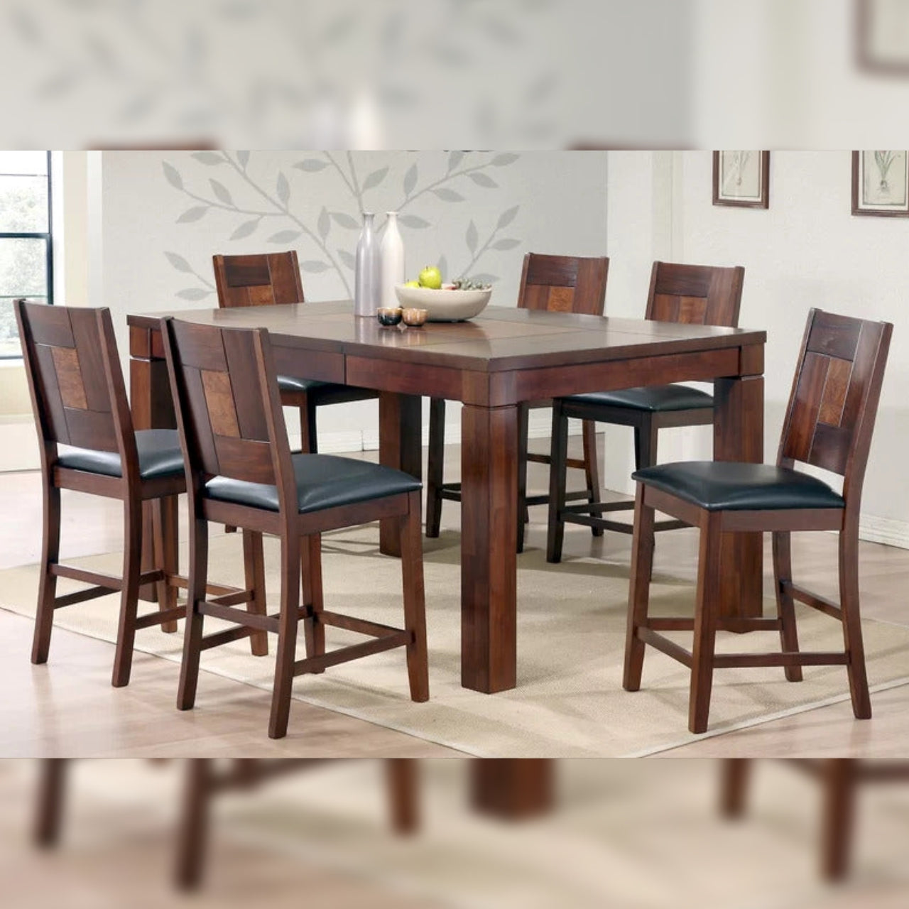 Dining Set Dining Table with 6 Chairs Butterfly Leaf Dining Set