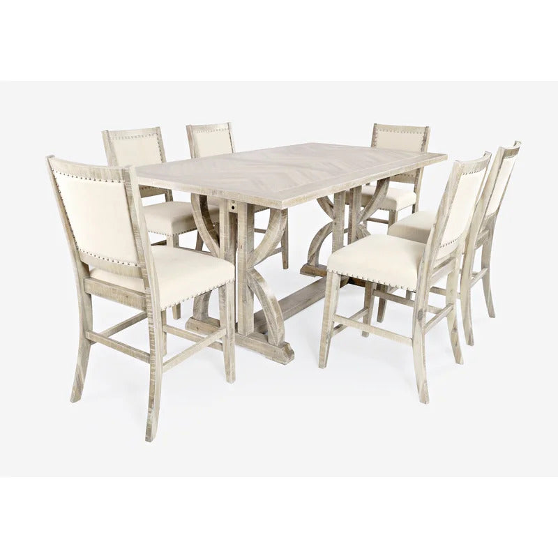  Dining Set: Dining Table with 6 Chairs Counter Height  Dining Set