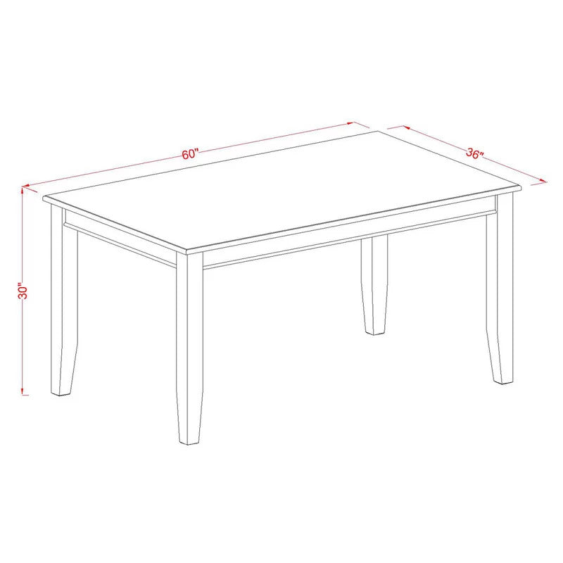 Dining Set: Dining Table with 6 Chairs Rubberwood Solid Wood Dining Set