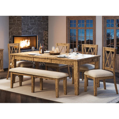 Dining Set: Dining Table with 6 Chairs Solid Pine Dining Set