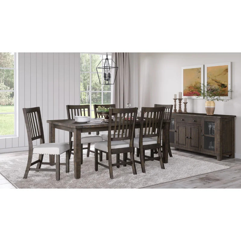 Dining Set: Dining Table with 6 Chairs Solid Pine Dining Set