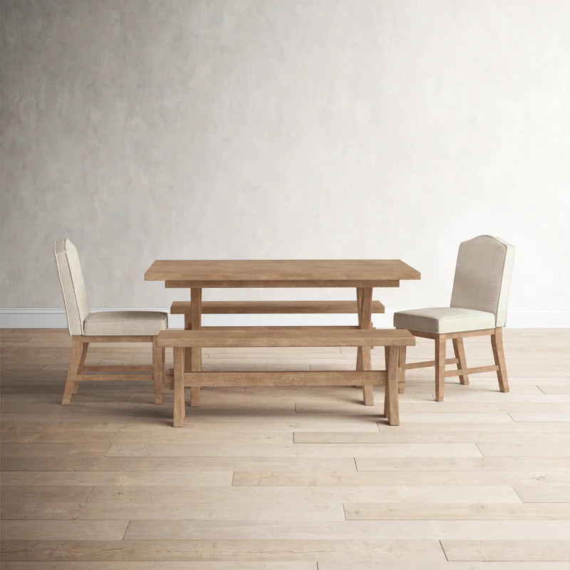 Dining Set: Dining Table with 6 Chairs Solid Wood Dining Set