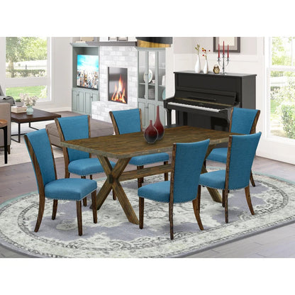 Dining Set: Dining Table with 6 Chairs Solid Wood Dining Set