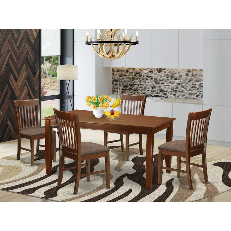 Dining Set: Dining Table with 4 Chairs Wood Dining Set