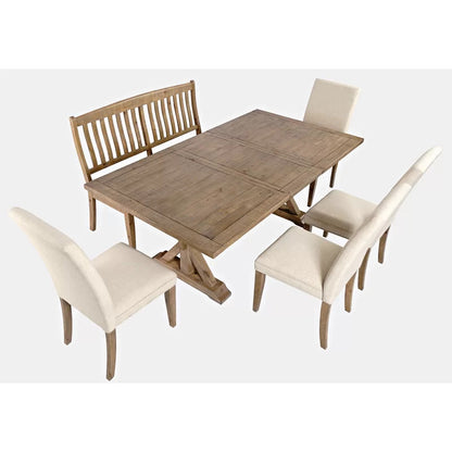 Dining Set: Extendable Pine Solid Wood 6 Seater Dining Set