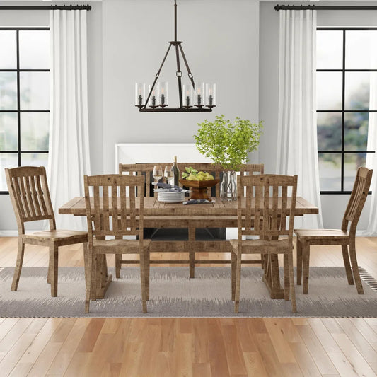 Dining Set:  Pine Solid Wood 6 Seater Dining Set