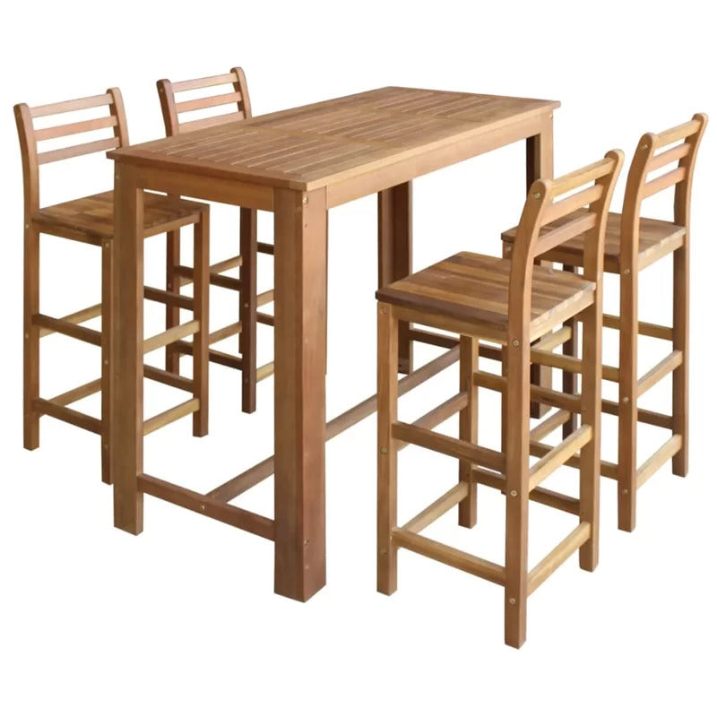 Dining Set: Person Bar Height Acacia Solid Wood Dining Set