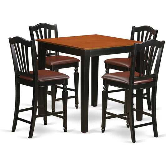 Dining Set: Person Counter Height Rubberwood Solid Wood 4 Seater Dining Set